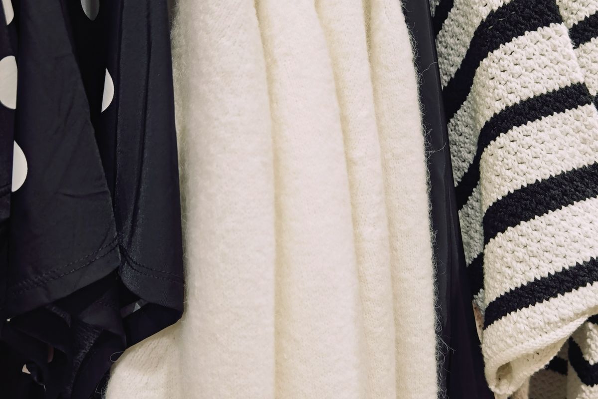 Black and white garments on display