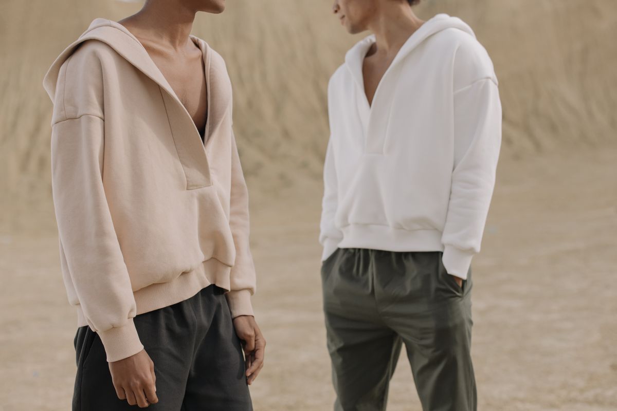 Plain hoodies in neutral colours