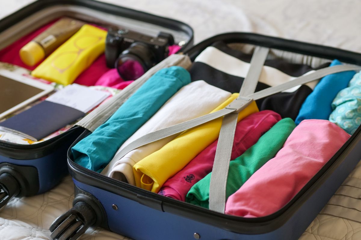 Folded clothes packed in a suitcase